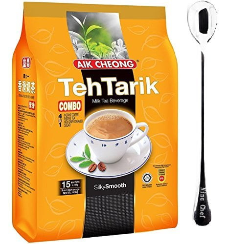 Ninechef Bundle Aik Cheong Malaysia Combo Teh Tarik (instant Coffee And Tea) Milk Tea Beverage (2 Pack)+ 1 Ninechef Spoon