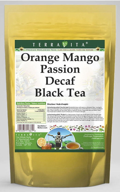 Terravita Orange Mango Passion Decaf Black Tea, (orange Mango Passion Decaf, Black Tea Bags, 25 Tea Bags, 1-pack, Zin: 539696)