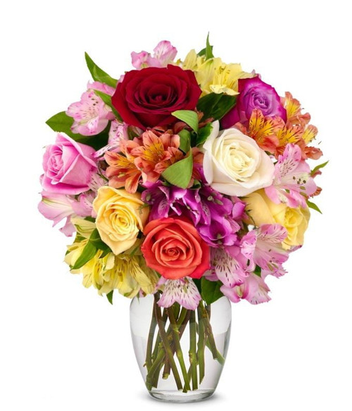 From You Flowers - Bright & Sunny Rose Bouquet With Free Vase (fresh Flowers)