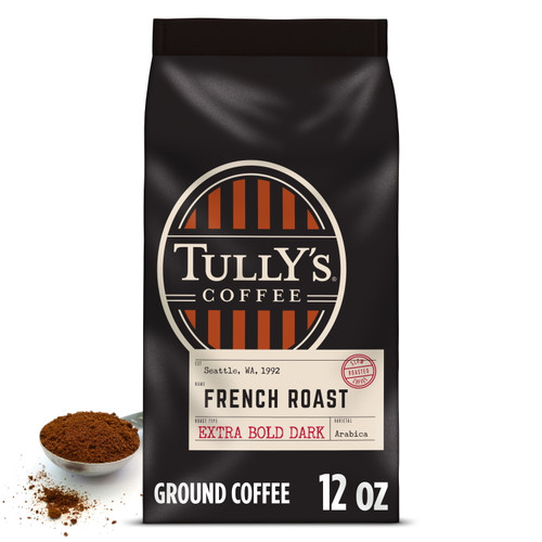 Tully's Coffee French Roast, Ground Coffee, Dark Roast, Bagged 12oz
