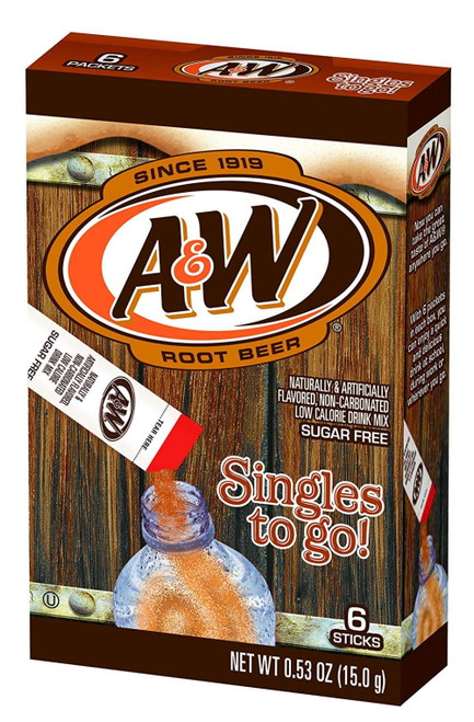 A&w Singles To Go Powder Packets - Sugar Free, Non-carbonated Root Beer Water Drink Mix (12 Boxes With 6 Packets Each - 72 Total Servings), 72.., By Aw