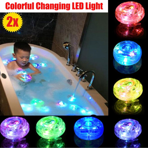 Waterproof 2pcs Bath Light Up Toys Led Lamp  Kids Baby Bathroom Shower Time Tub Swimming Pool Colorful Changing