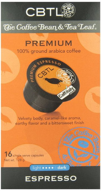 The Coffee Bean & Tea Leaf Premium Espresso Dark Roast Single Serve Coffee For Cbtl Single Serve Systems, 16 Count