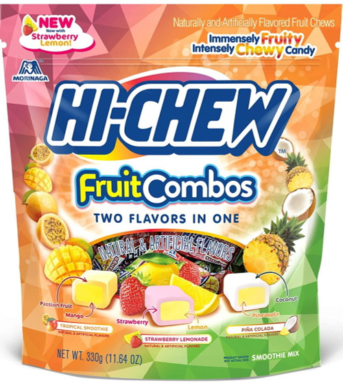 Aypanxi Sensationally Chewy Japanese Fruit Candy, Fruit Combos Mix - Tropical Smoothie, Strawberry Lemonade And Piña Colada Flavors, 11.65 Ounce Stand Up Pouch