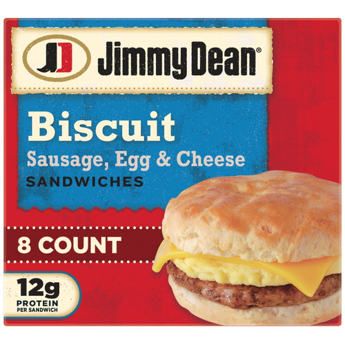 Jimmy Dean Sausage Egg & Cheese Biscuit Sandwich, 36 Oz, 8 Ct (frozen)