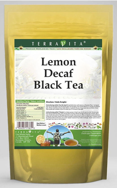 Terravita Lemon Decaf Black Tea, (lemon Decaf, Black Tea Bags, 25 Tea Bags, 1-pack, Zin: 530478)