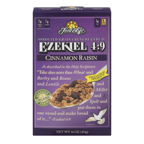 Food For Life Ezekiel 4:9 Sprouted Grain Crunchy Cereal Cinnamon Raisin, 16.0 Oz