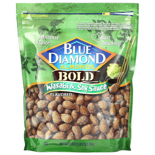 Blue Diamond Almonds Bold Wasabi & Soy Sauce Flavored Almonds, 25 Oz