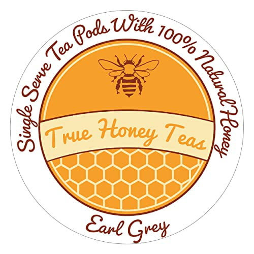True Honey Earl Grey Tea K Cups - Honey Crystals Blended In Every Tea Pod - Positive Immune Support - All Natural Organic Herbal Caffeinated K Cup Tea 22 Count