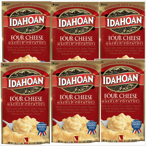 Idahoan Four Cheese Mashed Potatoes, 4 Oz Pouch Pack Of 6 Real Idaho Potatoes And Holiday Thanksgiving Christmas Dinner