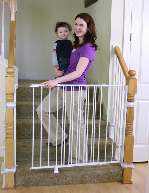 Regalo Extra Tall And Wide 2-in-1 Stairway And Hallway Wall Mounted Baby Gate, White, Age Group 6 To 24 Months