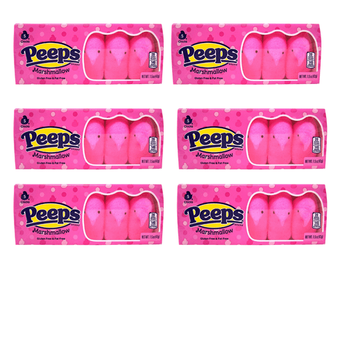 Easter Peeps Marshmallow Pink Chicks Easter Candy (pack Of 6),5 Count/pack Treats For Easter Baskets And Decorations