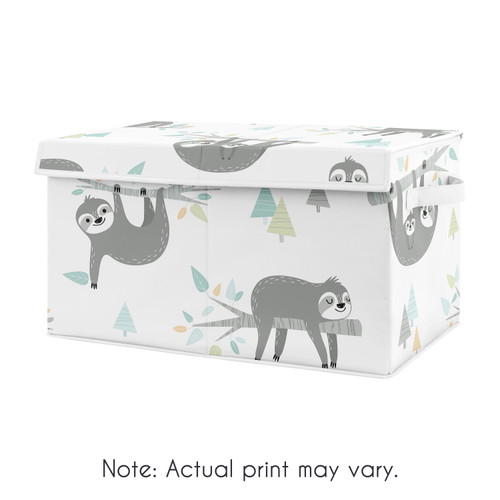 Sloth Aqua And Grey Storage Fabric Toy Box By Sweet Jojo Designs