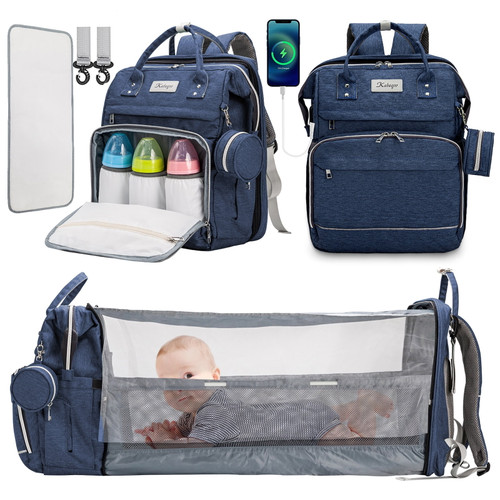 Diaper Bag Backpack, Kabaqoo Baby Diaper Bag With Changing Station For Boys Girls, Baby Registry Search Shower Gifts Baby Stuff For Newborn Essentials Must Haves, Blue