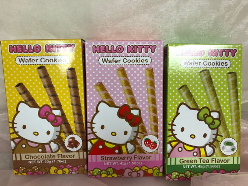 Hello Kitty Wafer Cookies 3 Flavors- Chocolate/strawberry/green Tea; Us Seller