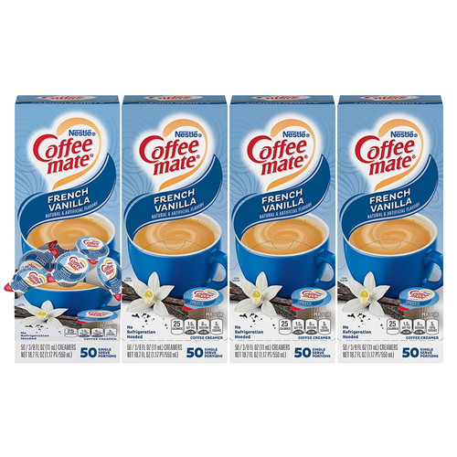 Nestle Coffee Mate Coffee Creamer, French Vanilla, Liquid Creamer Singles, Box Of 50 Singles (pack Of 4)