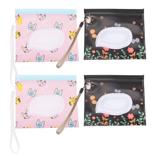 Hemoton 4 Pcs Wipe Dispensers Baby Wet Wipe Pouch Containers Portable Wipe Pouches