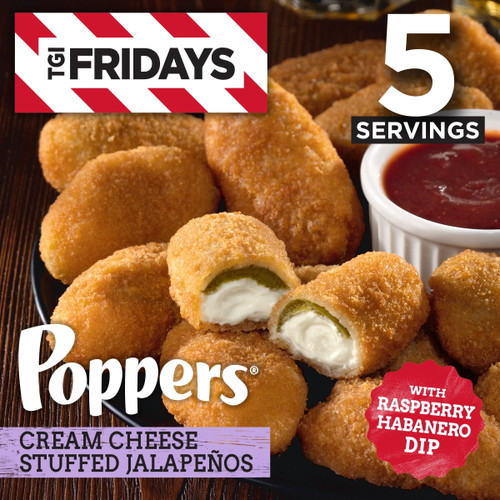 Tgi Fridays Frozen Snacks & Appetizers Cream Cheese Stuffed Jalapeno Poppers With Raspberry Habanero Dip, 15 Oz. Box