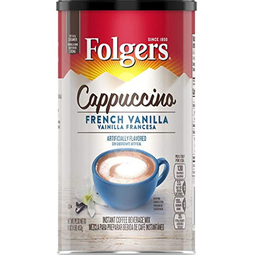 Folgers Cappuccino French Vanilla Instant Coffee Beverage Mix, 16 Ounces