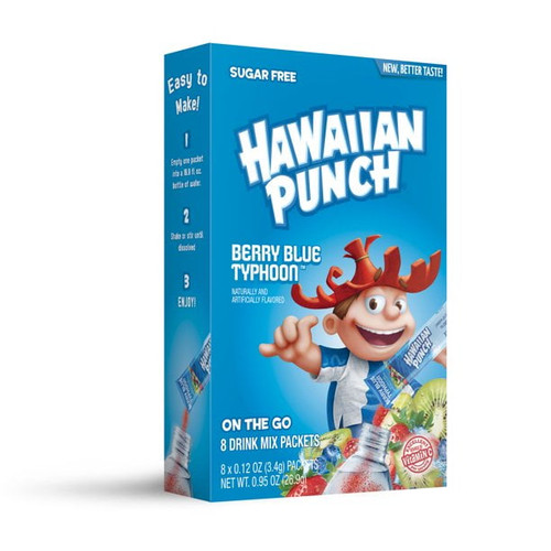 Hawaiian Punch Singles On The Go Berry Blue Typhoon 8 Packets Per Box (pack Of 3)