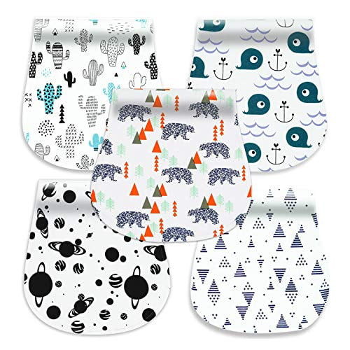 5-pack Baby Burp Cloths, 100% Organic Cotton Soft Absorbent Burp Rags For Boys Girls