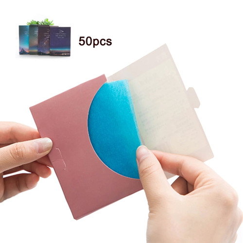 Wrea Pack Of 50 Adults Women Universal Facial Control Tissue Blotting Sheets Skin Care Absorbent Cleaning Beauty Papers
