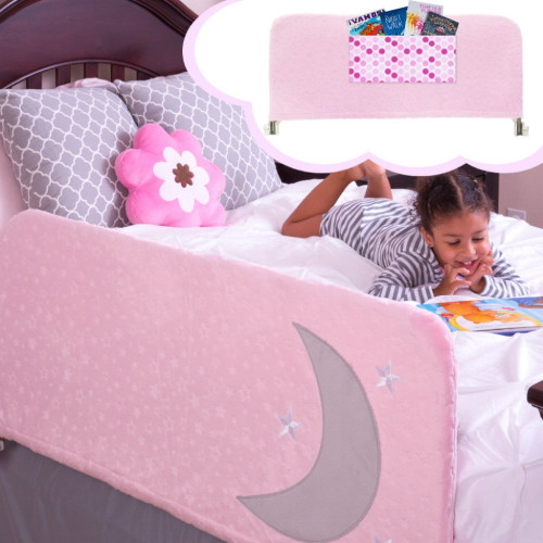Premium Bed Rail For Toddlers, 54" Extra Long Pink By Cosie Covers