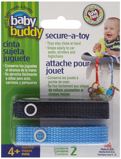 Baby Buddy Secure-a-toy Toy Straps, 2pk Navy/blue