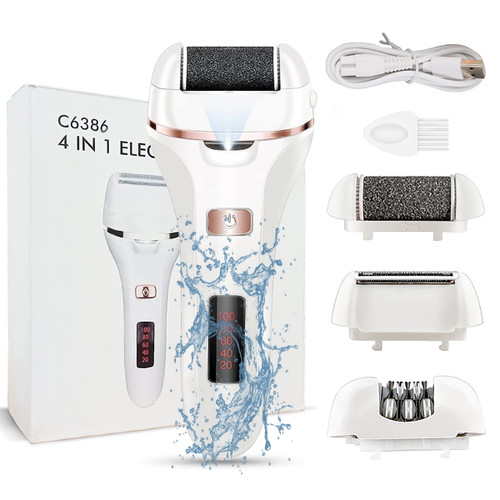 Nokstar Electric Foot Callus Remover And Shaver Kit, 4 In 1 Rechargeable Foot File Hard Skin Pedicure Tools Lady Shaver Pedicure Hair Remover Epilators, For Remove Cracked Heels Calluses And Dead Skin