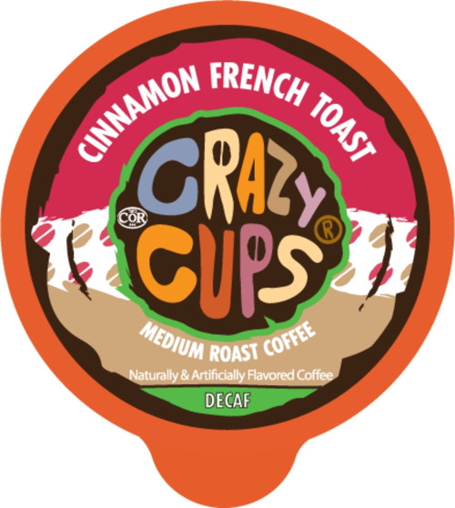 Crazy Cups Decaf Cinnamon French Toast Coffee Pods, Medium Roast, 22 Count For Keurig K Cups Brewers