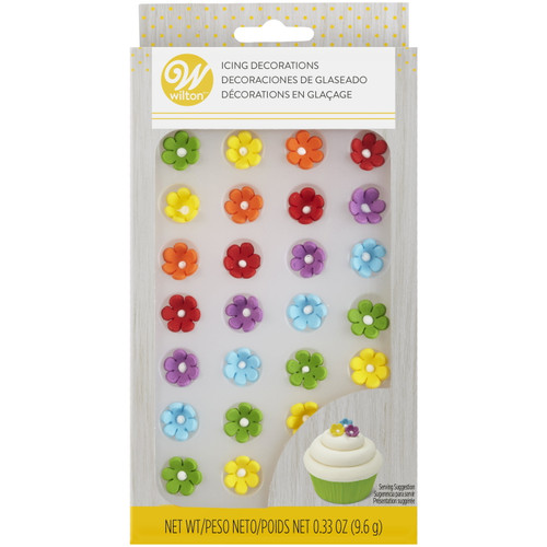 Wilton Mini Daisy Multi-color Icing Decorations, 32-count