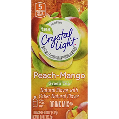 Crystal Light Green Tea Peach Mango Drink Mix On The Go 10-0.08 Oz Packets (6 Pack)