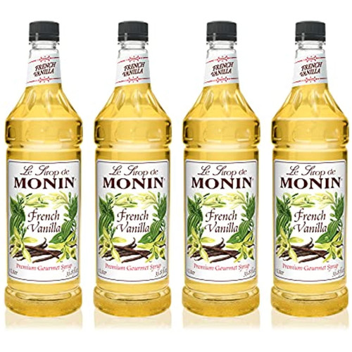 Monin French Vanilla Syrup (new), 1 Liter Bottles (pack Of 4)