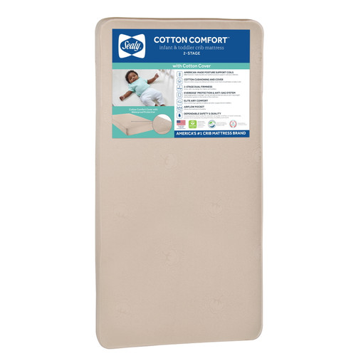 Sealy Cotton Comfort 2-stage Crib & Toddler Mattress, Breathable Cotton Cover