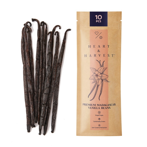 Heart & Harvest Madagascar Vanilla Beans Grade A 10 Beans