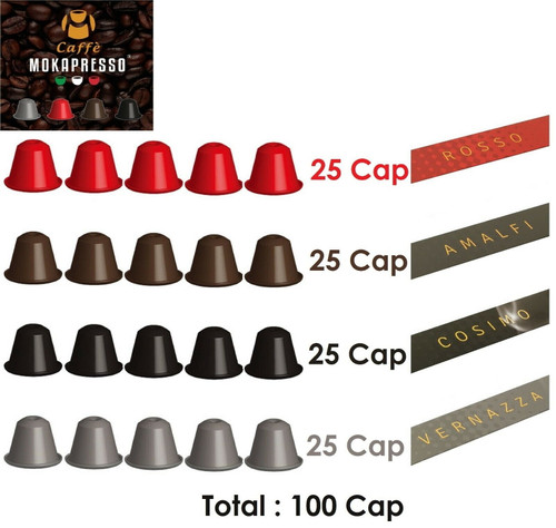 Mokapresso Italian Expresso Nespresso 100 Compatible Coffee Capsules 4 Flavor Originalline Italian Espresso Pods Coffee