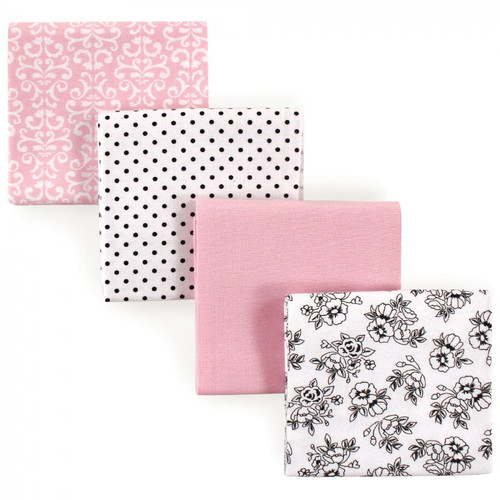 Hudson Baby Infant Girl Cotton Flannel Receiving Blankets, Toile, One Size