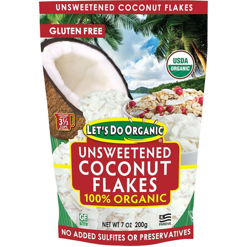 Edward & Sons, Let's Do Organic, 100% Organic Unsweetened Coconut Flakes, 7 Oz Pack Of 4