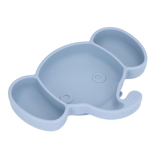 Baby Suction Plate, Suction Cups Easy To  Self Feeding Elephant Shape Silicone Material Safe Odorless Elephant Suction Plate  For Above 6 Months For Home Blue