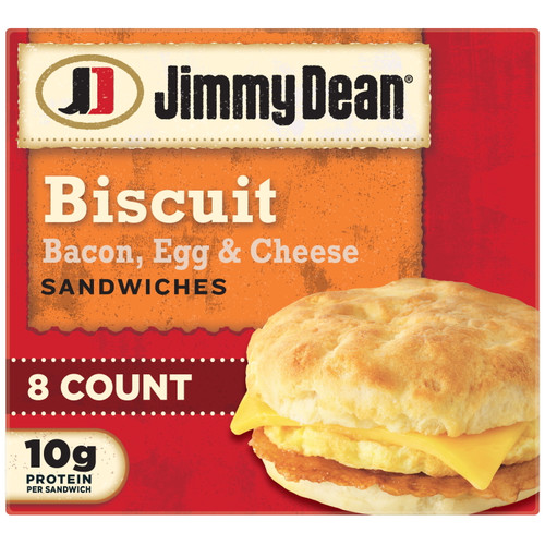 Jimmy Dean Bacon Egg & Cheese Biscuit Sandwich, 28.8 Oz, 8 Ct (frozen)
