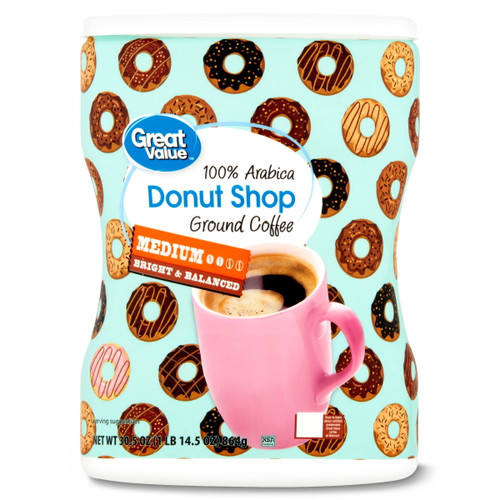 Great Value 100 % Arabica Donut Shop Ground Coffee, Medium Roast, 30.5 Oz
