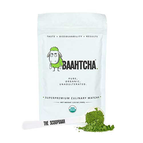 Baahtcha - Usda Organic Matcha Green Tea Powder - Premium Culinary Grade Natural Caffeine Energy Booster, Antioxidant, Weight Loss - Gluten Free, Vegan - 100g