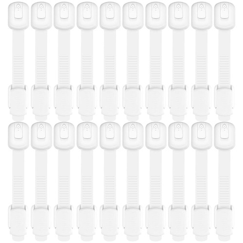 Skycarper Child Proof Safety Locks,baby Proof Cabinet Lock With 3m Adhesives,adjustable Strap Locks For Cabinets, Drawers, Cupboards, Oven, Refrigerator, Cabinet Seat, Door, Window (white,20pcs)