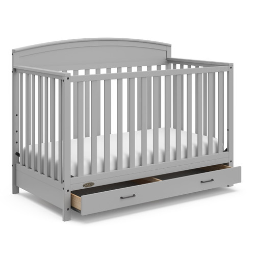 Graco Benton 5-in-1 Convertible Baby Crib With Drawer, Pebble Gray