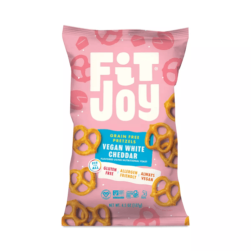 Fit Joy Gluten Free Allergen Friendly Vegan White Cheddar Grain Free Pretzels, 4.5 Oz [pack Of 12]