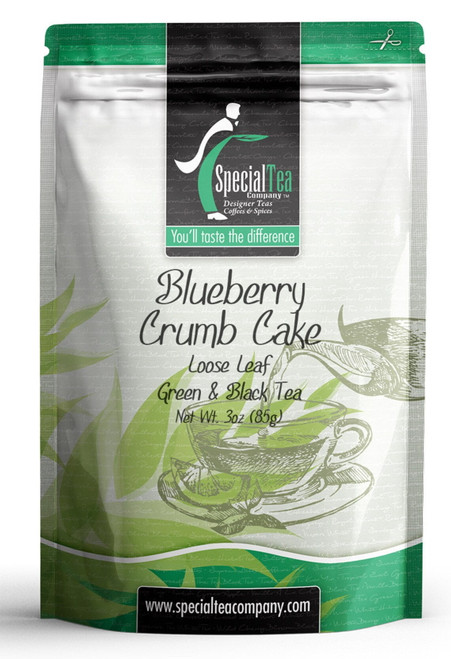 Special Tea Blueberry Crumb Cake, Loose Leaf Green Tea 3 Oz