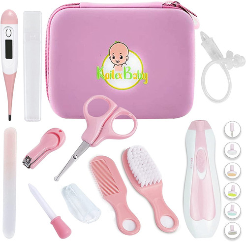 Kailexbaby 18-in-1 Baby Health Care And Grooming Kit With Electric Nail Trimmer Set, Thermometer, Medicine Dispenser, Baby Comb, Brush, Nail Clippers - Pink Female