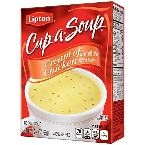Lipton Cup-a-soup Instant Soup Mix, Cream Of Chicken 2.4 Oz (pack Of 12)