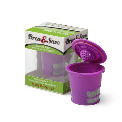 Brew & Save Reusable Coffee Filter For Keurig 1.0 And 2.0 Brewers, Purple