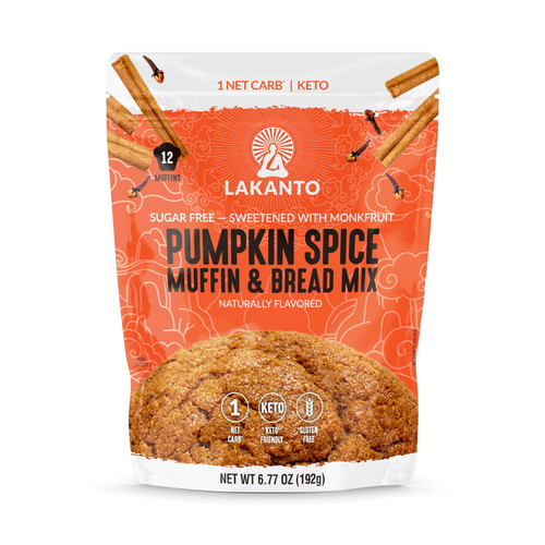 Lakanto Sugar Free Pumpkin Spice Muffin And Bread Mix - Sweetened With Monk Fruit, Ket Diet Friendly, Gluten Free, Dairy Free, 2g Net Carbs (12 Muffins)